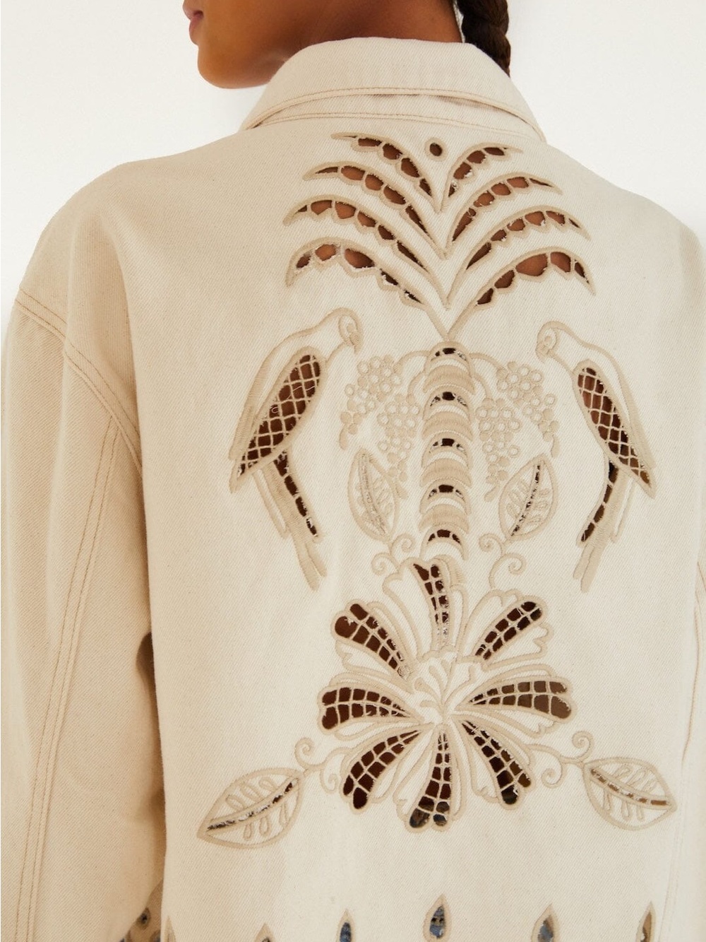 Farm Rio Beige Denim Canva Richelieu Jacket NWT